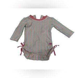 Ruffle Butts • Rainbow Stripes Long-Sleeve one piece swimsuit-baby girl 3-6month